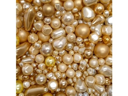 Směs voskovaných perliček zlatá
