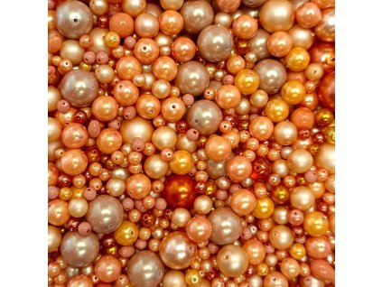 Směs voskovaných perliček oranžová