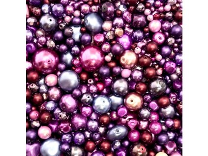 Směs voskovaných perliček fialová