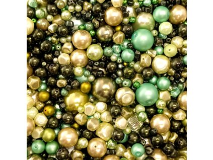 Směs voskovaných perliček zelená