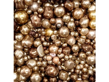 Směs voskovaných perliček hnědá
