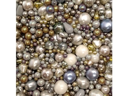 Směs voskovaných perliček šedá