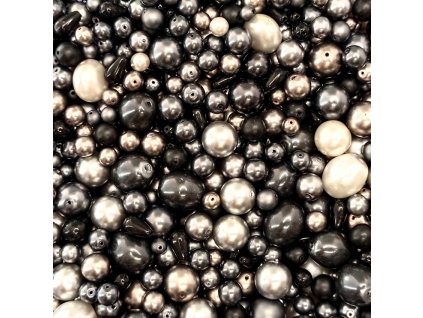 Směs voskovaných perliček tmavě šedá