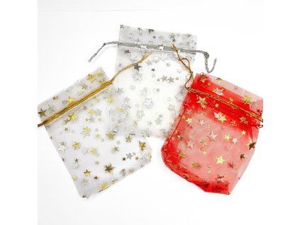 Dárkový pytlík organzový s hvězdičkami na šperky