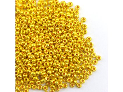 Preciosa rokajl 9/0 žlutý metalický