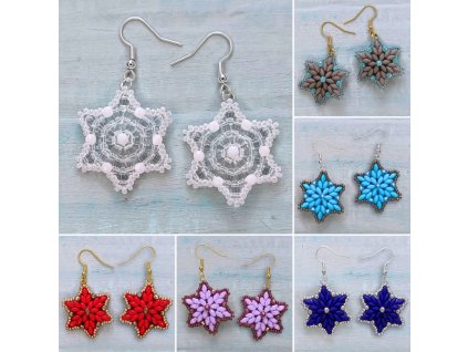 Stavebnice na náušnice - sada na korálkování Hvězdné vločky