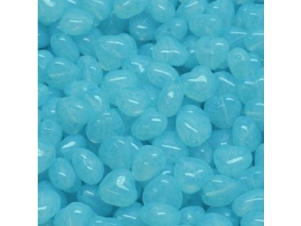 Skleněná srdíčka 6 mm opálově tyrkysové