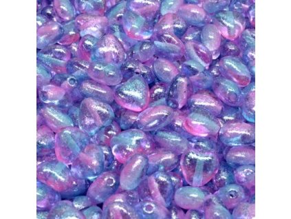 Skleněná srdíčka 6 mm fialovomodré