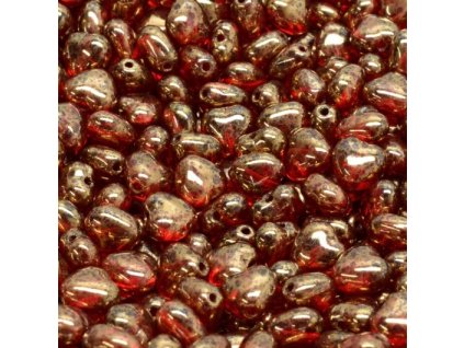 Skleněná srdíčka 6 mm červené terakota