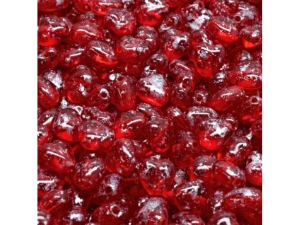 Skleněná srdíčka 6 mm červené perleť pokov