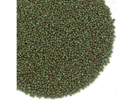 Preciosa rokajl 8/0 zelený travertin