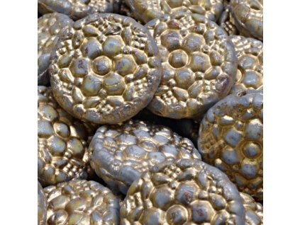 Korálky Vesna modrošedé zlatý zátěr