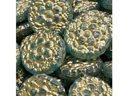 Korálky Vesna tyrkys zlatý zátěr