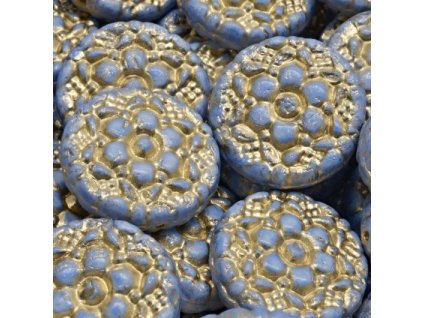 Korálky Vesna modré zlatý zátěr