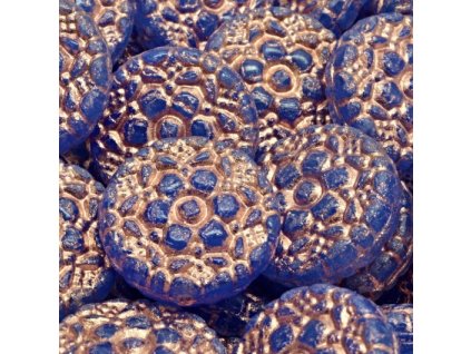 Korálky Vesna modré měděný zátěr
