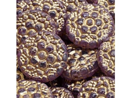 Korálky Vesna tm. fialové zlatý zátěr