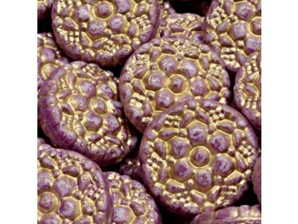 Korálky Vesna švestkové zlatý zátěr