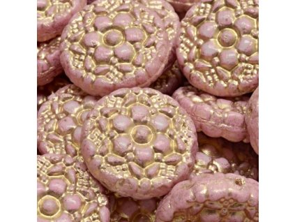 Korálky Vesna růžové zlatý zátěr