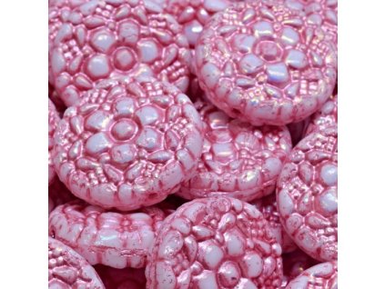 Korálky Vesna bílé růžový zátěr