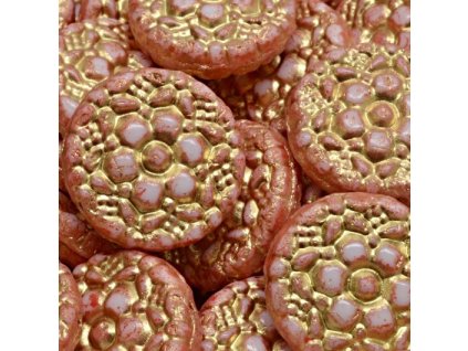 Korálky Vesna oranžové zlatý zátěr