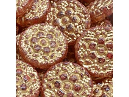 Korálky Vesna červené zlatý zátěr