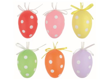 Plastová vajíčka 6 cm barevná s puntíky