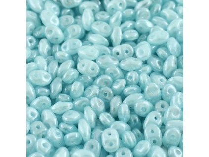 Superduo aqua opál bílý listr