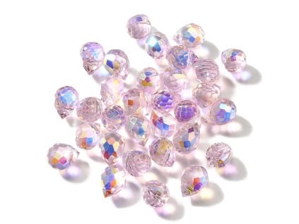 Broušená slza 10x8mm ružová AB