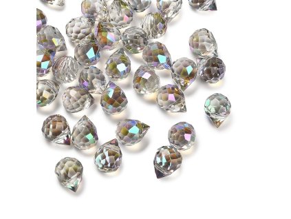 Broušená slza 10x8mm šedá AB