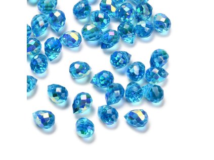Broušená slza 10x8mm tyrkysová AB