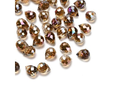 Broušená slza 10x8mm jantar AB