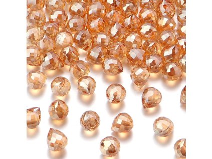 Broušená slza 10x8mm jantar