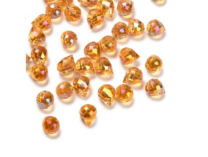 Broušená slza 10x8mm oranžová AB