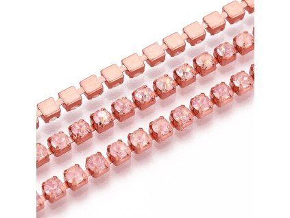 Štrasový řetízek 2,8 mm lososový