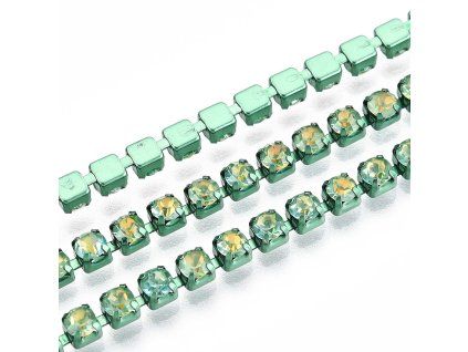 Štrasový řetízek 2,8 mm zelený
