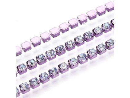 Štrasový řetízek 2 mm vitrail lilac