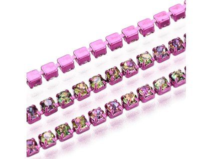 Štrasový řetízek 2 mm vitrail violet