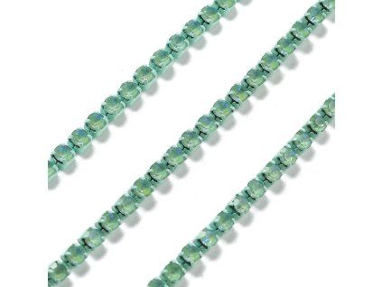 Štrasový řetízek 2 mm transp. mentolový