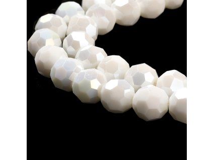 Broušený korálek 10 mm bílý AB