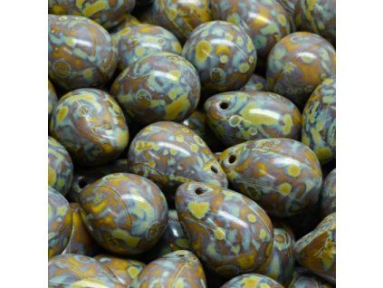 Korálky kapky 10x14mm zelené travertin