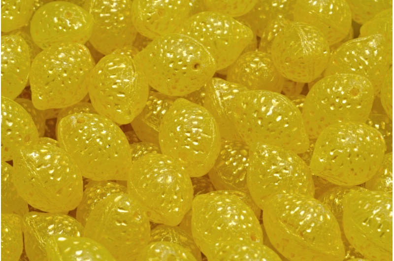 České mačkané korálky citron průhl. zlatý zátěr