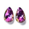 Broušený přívěsek kapka plochá 16mm magenta