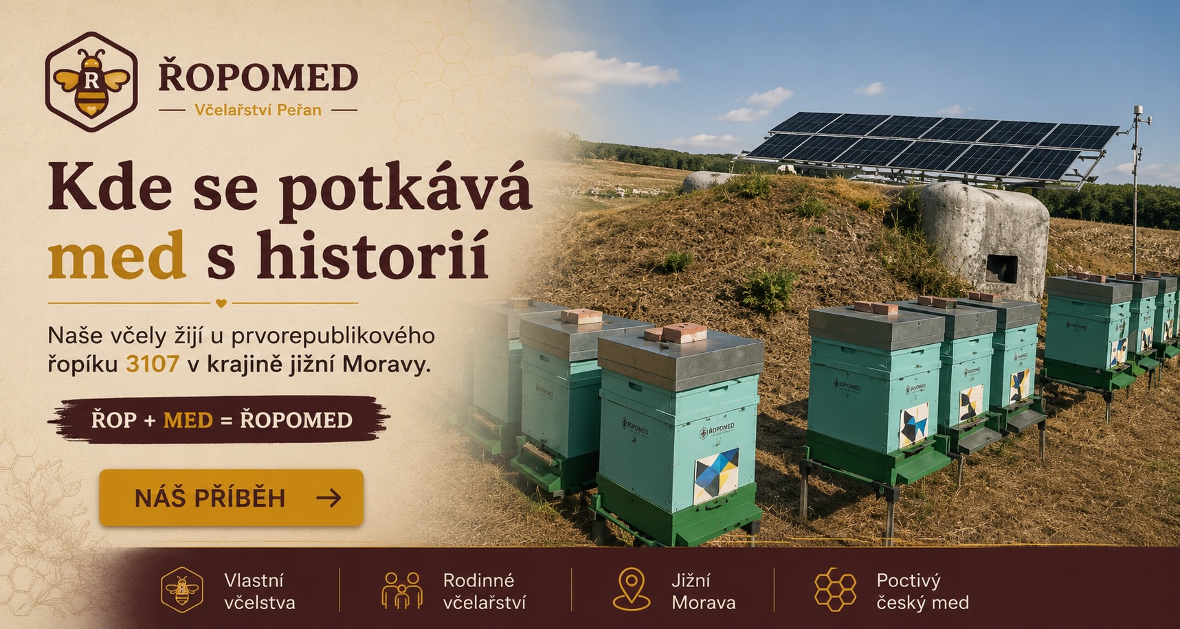 Včelstva ŘOPOMED u prvorepublikového řopíku 3107 na jižní Moravě