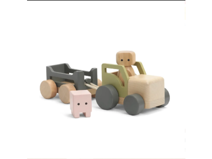 19272 dreveny traktor micki s privesem