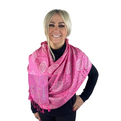 Dámský kašmírový dlouhý šál SAMIRA DARK PINK