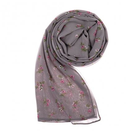 15635 damsky satek 85 x 175 cm kvetinky tmave sedy