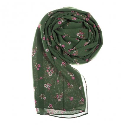 15641 damsky satek 85 x 175 cm kvetinky tmave zeleny