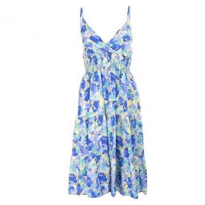 Letní dámské šaty na ramínka modré 145 (Velikost M/L)