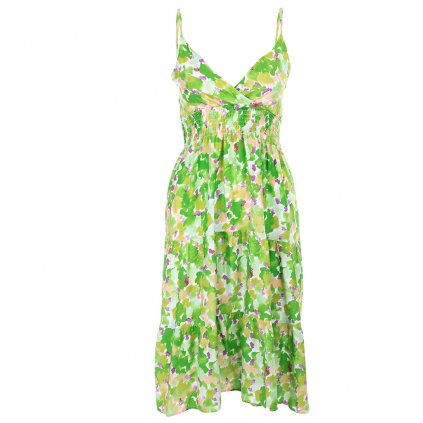 Letní dámské šaty na ramínka zelené 146 (Velikost M/L)