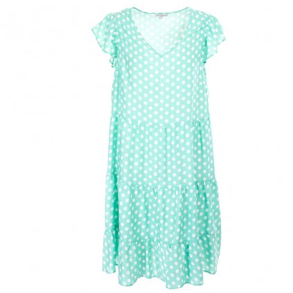 Letní dámské šaty zelené s puntíky 149 (Velikost M/L)